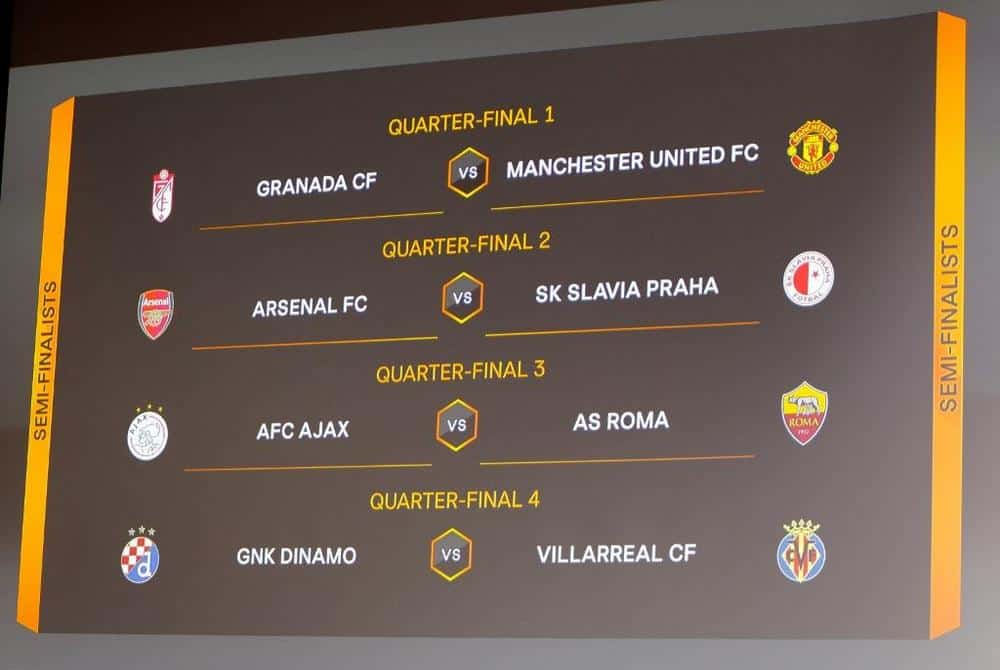 Europa League quarter-finalists: Arsenal vs Slavia, Granada vs United