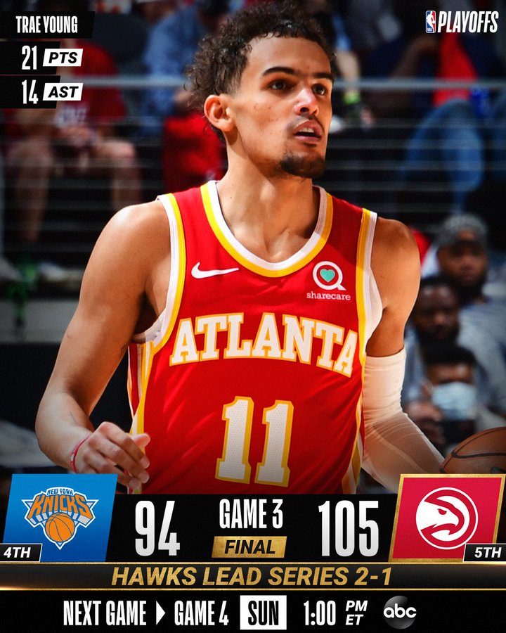 Trae Young lifts Atlanta Hawks to win over the Knicks in Game 3