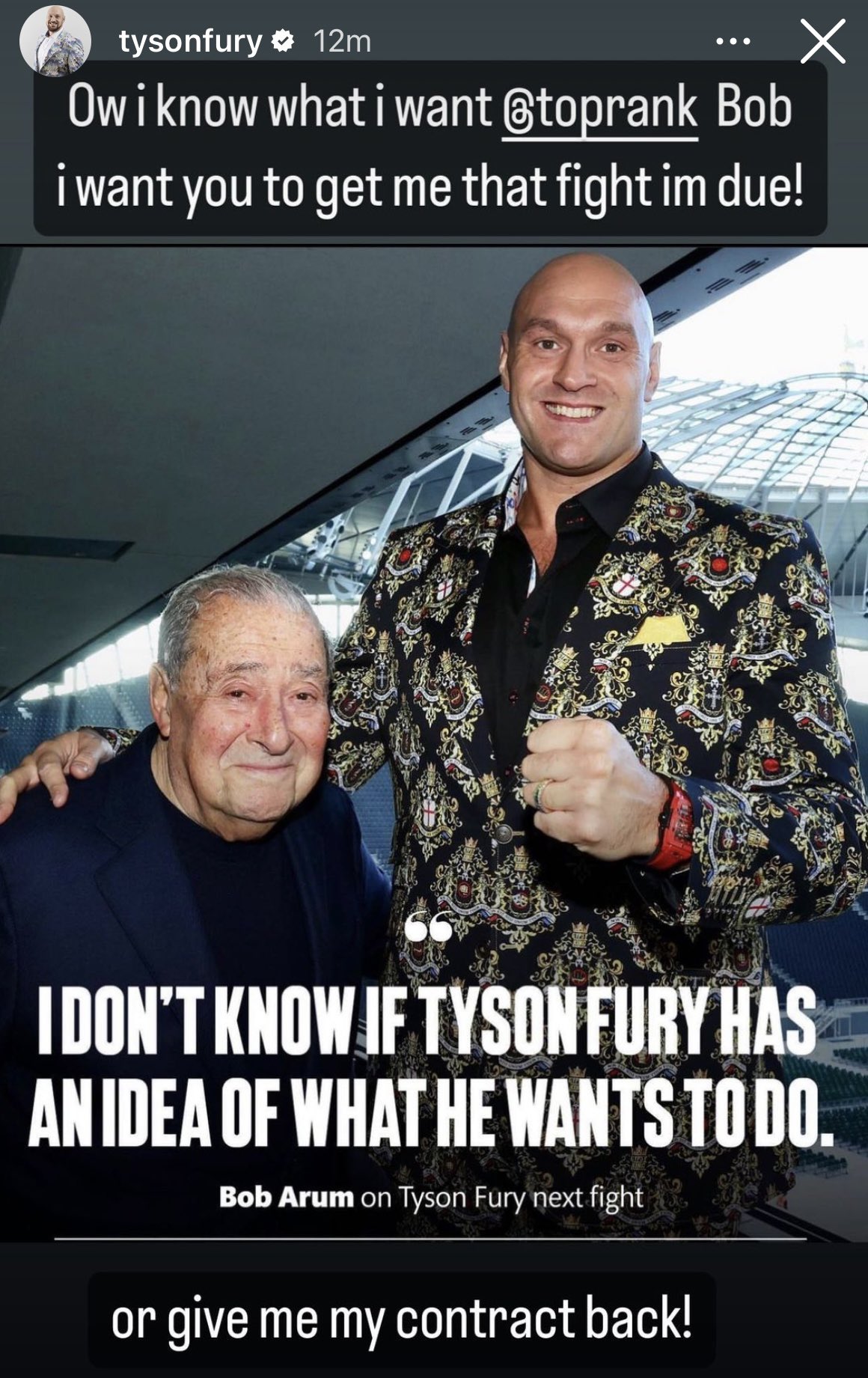 Tyson Fury Wants To Fight Or Get His Contract Back